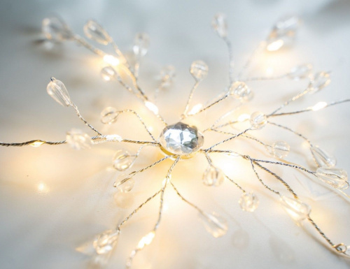 Светящееся украшение "Изящная снежинка", 12 тёплых белых LED-огней, 22 см, батарейки, Koopman International фото 2