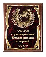Плакетка "Подкова (Лошадь 2, 77 см) Счастье гарантировано" (Размер: 2620 см, Дополнительно: подарочный футляр)