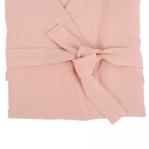 Халат из умягченного льна розово-пудрового цвета из коллекции essential, размер s фото 6