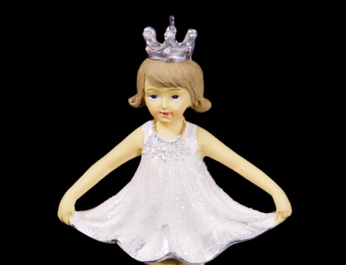 Ёлочная игрушка "Крошка-принцесса", (руки внизу), полистоун, белая с серебристым, 12.5 см, Goodwill фото 3