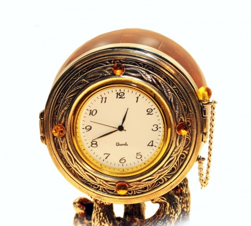 Сувенир-часы "Цирковой медведь" из янтаря, medv.11 фото 4
