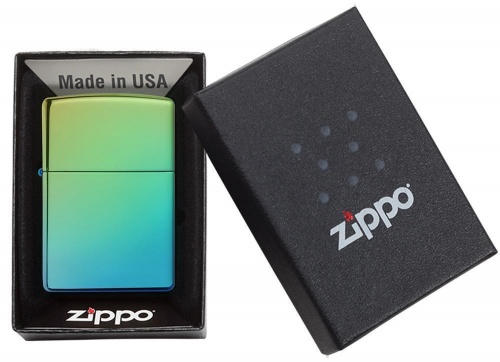 Зажигалка Zippo Classic с покрытием High Polish Teal, латунь/сталь, зелёная, глянцевая фото 5