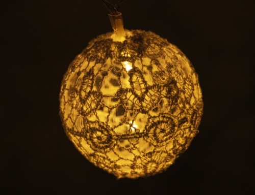 Электрогирлянда "Кружевное очарование", 10 шариков, тёплые белые LED-огни, 1.35 м, прозрачный провод, батарейки, Koopman International фото 2