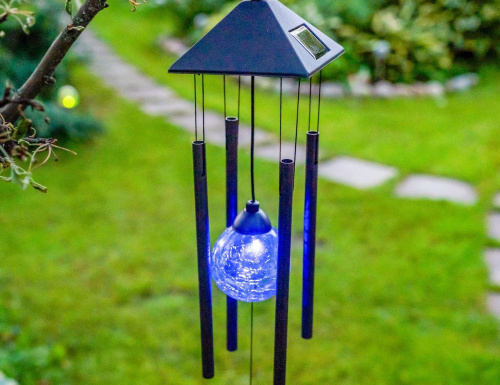 Садовый светильник - музыка ветра НОЧНОЙ МОТЫЛЕК, RGB LED-огонь, 74 см, аккумуляторная батарея, IP44, Koopman International фото 2