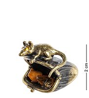 AM- 466 Фигурка «Мышь на кошельке» (латунь, янтарь)