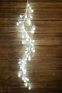 Гирлянда "Снежные шарики", 48 холодных белых LED-огней, 1,2+5 м, белый провод, Kaemingk