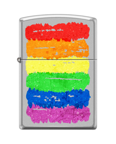 Зажигалка Zippo Радуга c покрытием Satin Chrome, латунь/сталь, серебристая, матовая, 36x12x56 мм