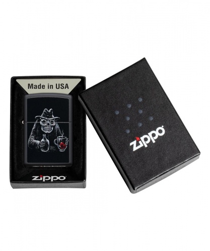 Зажигалка Zippo Bar Skull Design, покрытие Black Matte, латунь/сталь, чёрная, матовая фото 2