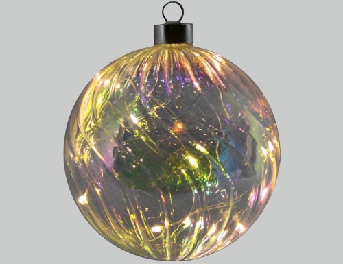 Светящийся ёлочный шар "Радужный лёд", стекло, белые микро LED-огни, Peha Magic фото 2