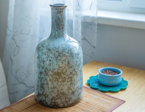Керамическая ваза-бутыль ОЛИВЕРИЯ, синяя, 35 см, Edelman