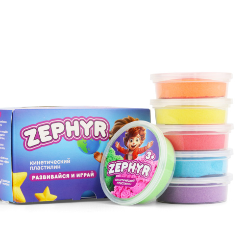 Кинетический пластилин "Zephyr" (Зефир) Набор из 6 цветов по 75 гр фото 8