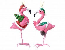 Ёлочная игрушка "Новогодний фламинго", полистоун, 4x8x13.5 см, разные модели, Kaemingk