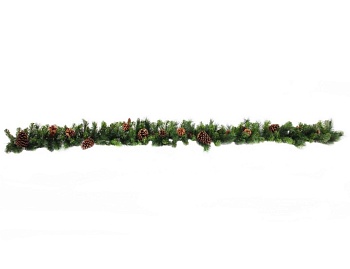 Гирлянда хвойная "Пайнридж" с шишками, зелёная, хвоя - леска+PVC, 274х30 см, National Tree Company