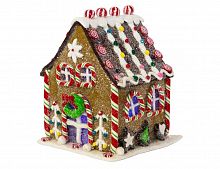 Светящаяся миниатюра "Большой праздничный пряничный дом" с подсветкой LED-огнями, полирезин, 12.5х12х16 см, Forest Market