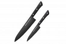 Набор из 2 ножей Samura Shadow с покрытием Black-coating, AUS-8, ABS пластик