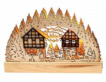 Светильник-горка декоративный "Рождественский вечер - зимний городок" с LED-огнями, 15х3.5 см, батарейки, Sigro