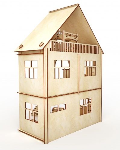 Конструктор-кукольный домик ХэппиДом "Коттедж с пристройкой и мебелью" из дерева фото 2