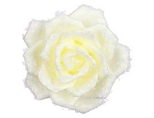 Декоративный цветок САХАРНО-ПУШИСТАЯ РОЗА на клипсе, полиэстер, белый, 15 см, Edelman