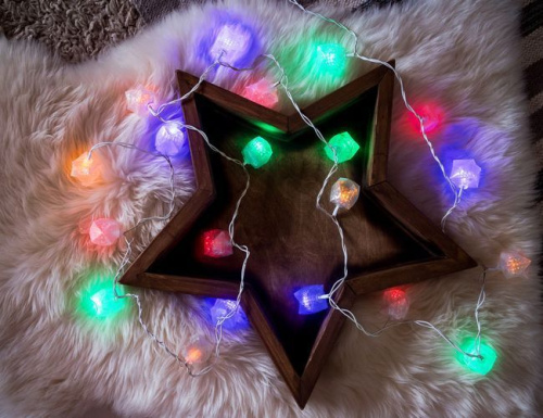 Электрогирлянда "Сияющая льдинка", 20 разноцветных LED-ламп, 2,3+1,5 м, белый провод, SNOWMEN фото 4