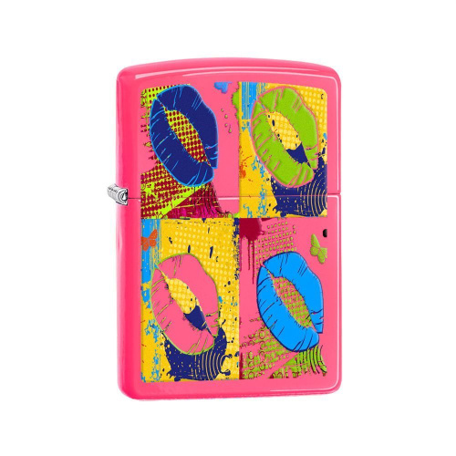 Зажигалка ZIPPO Classic с покрытием Neon Pink, латунь/сталь, розовая, глянцевая, 36x12x56 мм, 29086