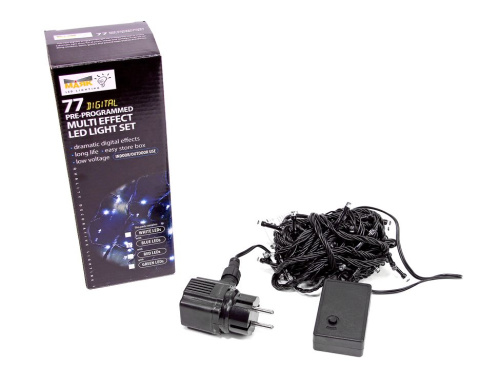 Мультифункциональная нить "Стринг лайт", 77 синих LED-огней, 6,5+2 м, 24V, контроллер, уличная, черный провод, МАЯК LED Lighting фото 3
