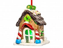 Ёлочная игрушка "Пряничный домик" с подсветкой LED-огнями, полирезин, 6.7х6.5х6.7 см, Forest Market