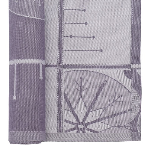 Салфетка из хлопка фиолетово-серого цвета с рисунком Ледяные узоры, new year essential, 53х53см фото 3