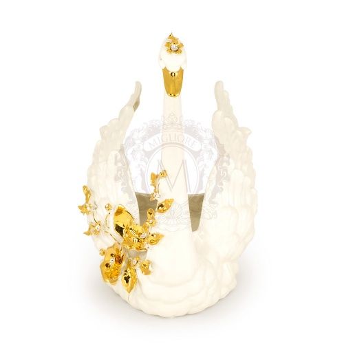 GIARDINO Статуэтка лебедь 39хН37 см, керамика, цвет белый, декор золото, swarovski фото 2