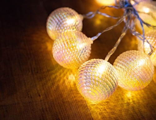 Электрогирлянда "Радужные шарики", 10 тёплых белых LED-огней, 1.8 м, таймер, батарейки, Kaemingk фото 3