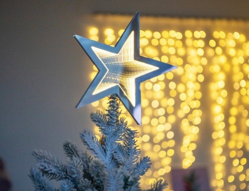 Ёлочная верхушка-звезда "Инфинити", 38 тёплых белых LED-огней, 25 см, таймер, батарейки, Kaemingk фото 2