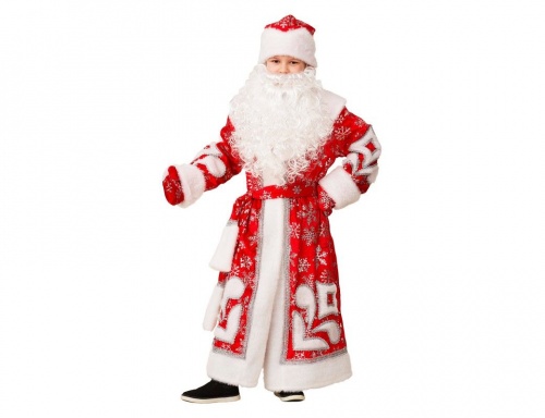 Карнавальный костюм Дед Мороз Узор, красный, Батик, Батик