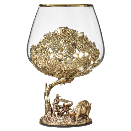Бокалы - "Nature's Elegance Glassware" - Бокал "Литье Охота на Кабана, деревянная шкатулка", размер: высота 14 см, вес 460 г, объем 420 мл, диаметр 10 см, упаковка 23х16х13 см фото 5