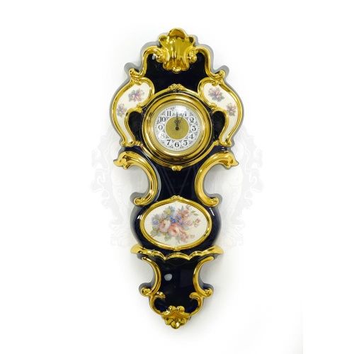 AMANTE BLU Часы настенные 33х75 см, керамика, цвет синий, декор золото фото 2