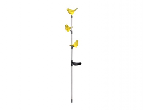 Садовый светильник-опора для растений "Солнечные птички", 3 ярко-желтых LED-лампы, солнечная батарея, 95х10 см, STAR trading