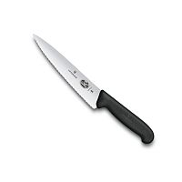 Нож Victorinox разделочный, лезвие 19 см волнистое, черный