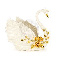 GIARDINO Статуэтка лебедь 39хН37 см, керамика, цвет белый, декор золото, swarovski