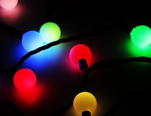 Электрогирлянда "Большие разноцветные мультишарики" с медленной динамикой, 100 RGB LED-ламп, 15 м, коннектор, черный каучук, уличная, SNOWHOUSE фото 4