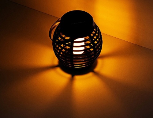 Садовый светильник Solar ФОНАРИК-КОРЗИНКА, тёплый белый LED-огонь, 16 см, Kaemingk (Lumineo) фото 4