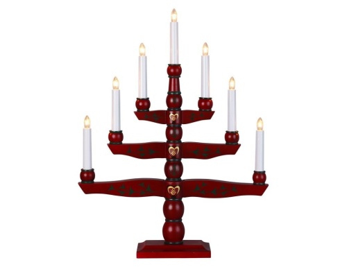 Декоративный рождественский светильник TRADITION, деревянный, красный, 7 тёплых белых ламп, 54х42 см, STAR trading фото 2