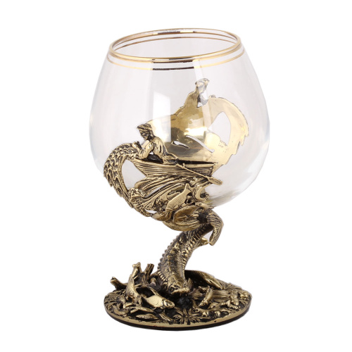 Бокалы - "Royal Elegance Glassware" - Бокал для коньяка "Осетр + орден 'С Юбилеем 80 лет'", из кристалла с накладкой, высотой 13 см, диаметром 6 см, ёмкостью 310 мл, упаковка 17х14х10 см фото 2