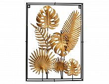 Настенное интерьерное украшение "Ариана", металл, золотое, 5х33х45 см, Boltze, 1019910-монстера