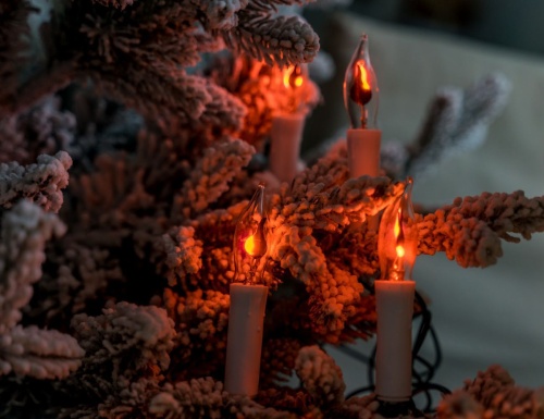 Электрогирлянда "Мерцающие свечи" на клипсах, эффект живого пламени, зелёный провод, SNOWHOUSE фото 2