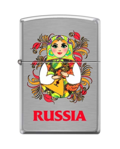 Зажигалка ZIPPO Русская Матрёшка, латунь/сталь с покрытием Brushed Chrome, серебристая, 36x12x56 мм, 200 MATROSHKA DOLL 2