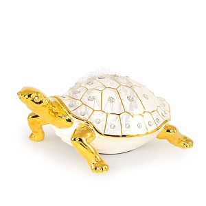 GIARDINO Статуэтка черепаха 31х22хН13 см, керамика, цвет белый, декор золото, swarovski