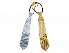 Карнавальный аксессуар "Сверкающий галстук", полиэстер, золотой/серебряный, 32х7 см, Koopman International