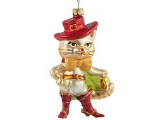 Ёлочная игрушка КОТ В САПОГАХ, стекло, 14 см, Winter Deco