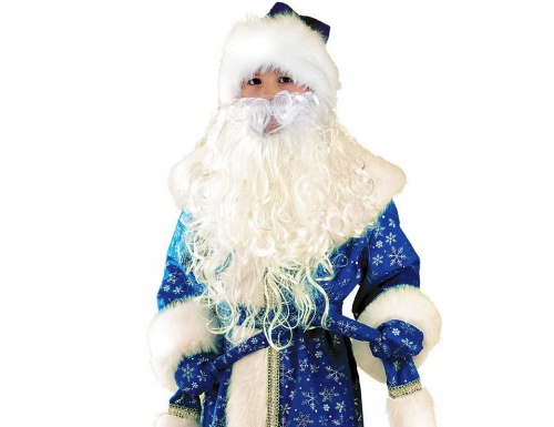 Карнавальный костюм Дед Мороз плюшевый, синий, рост 128 см, Батик фото 2