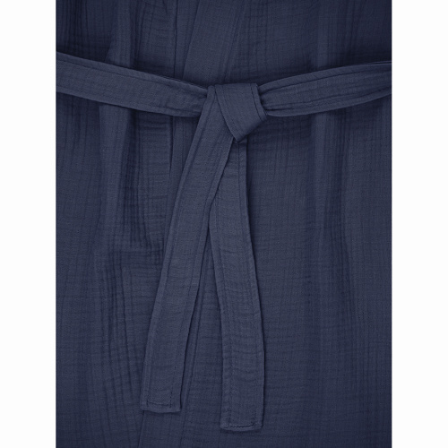 Халат из многослойного муслина темно-синего цвета из коллекции essential фото 4