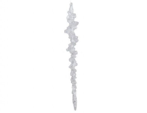 Сосулька "Снежный сахар", акрил, белая с серебристым глиттером, 25 см, Kaemingk
