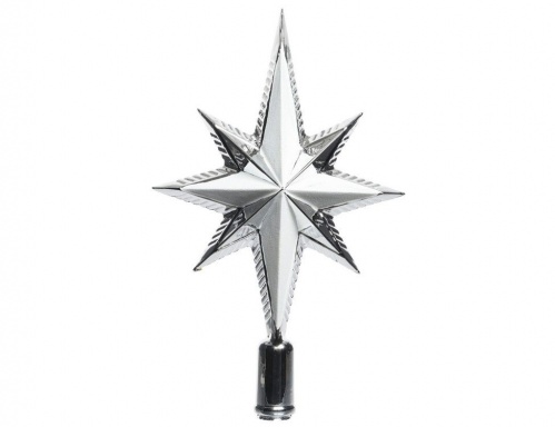 Ёлочная верхушка "Рождественская звезда", серебряная, 6.5x14.5x25.5 см, Kaemingk фото 2